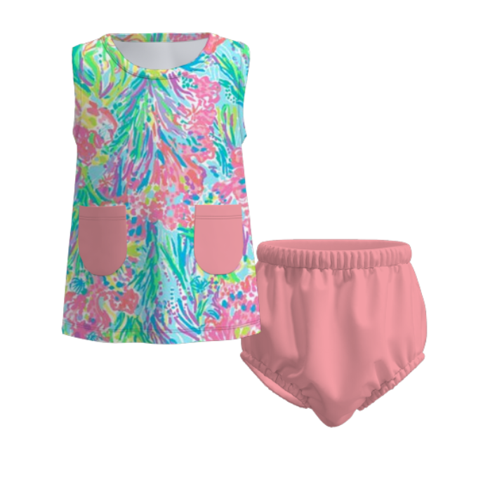 (Pre Order)Baby Girls Floral Print Shorts Set