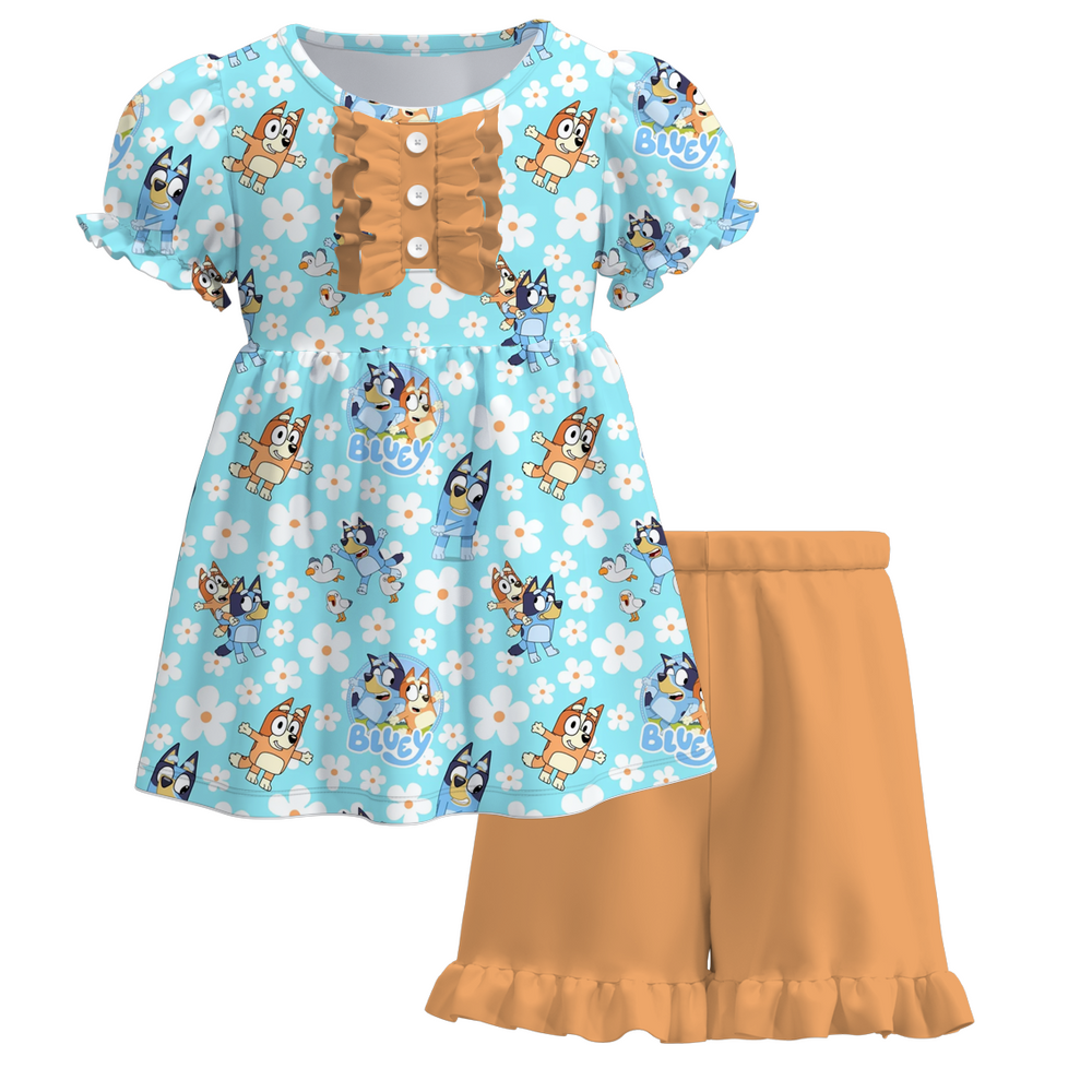 (Pre Order)Girls Summer Ruffled Short Set