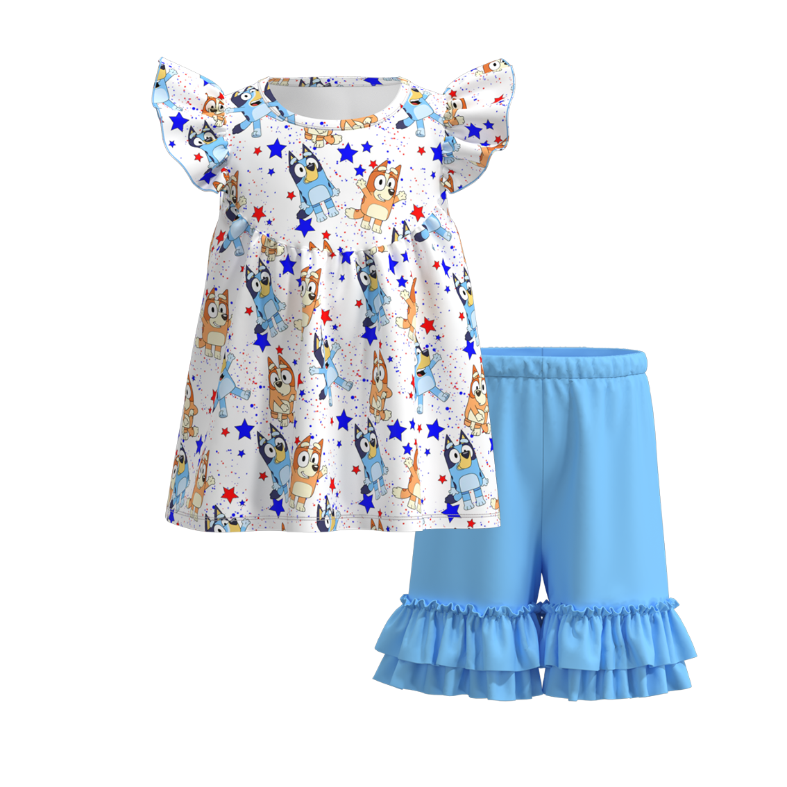 （Pre Order）Girls Summer Cartoon Print Short Set