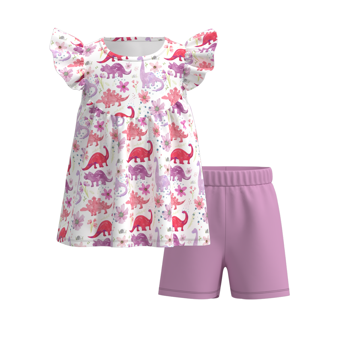 （Pre Order）Girls Summer Dinosaurs Print Short Set