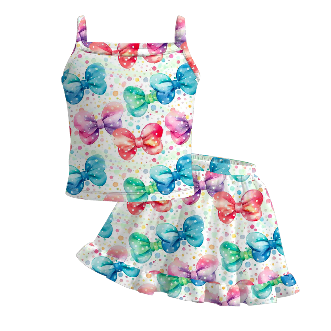 （Pre Order）Girls Summer Cute Cartoon Print Skirt Set