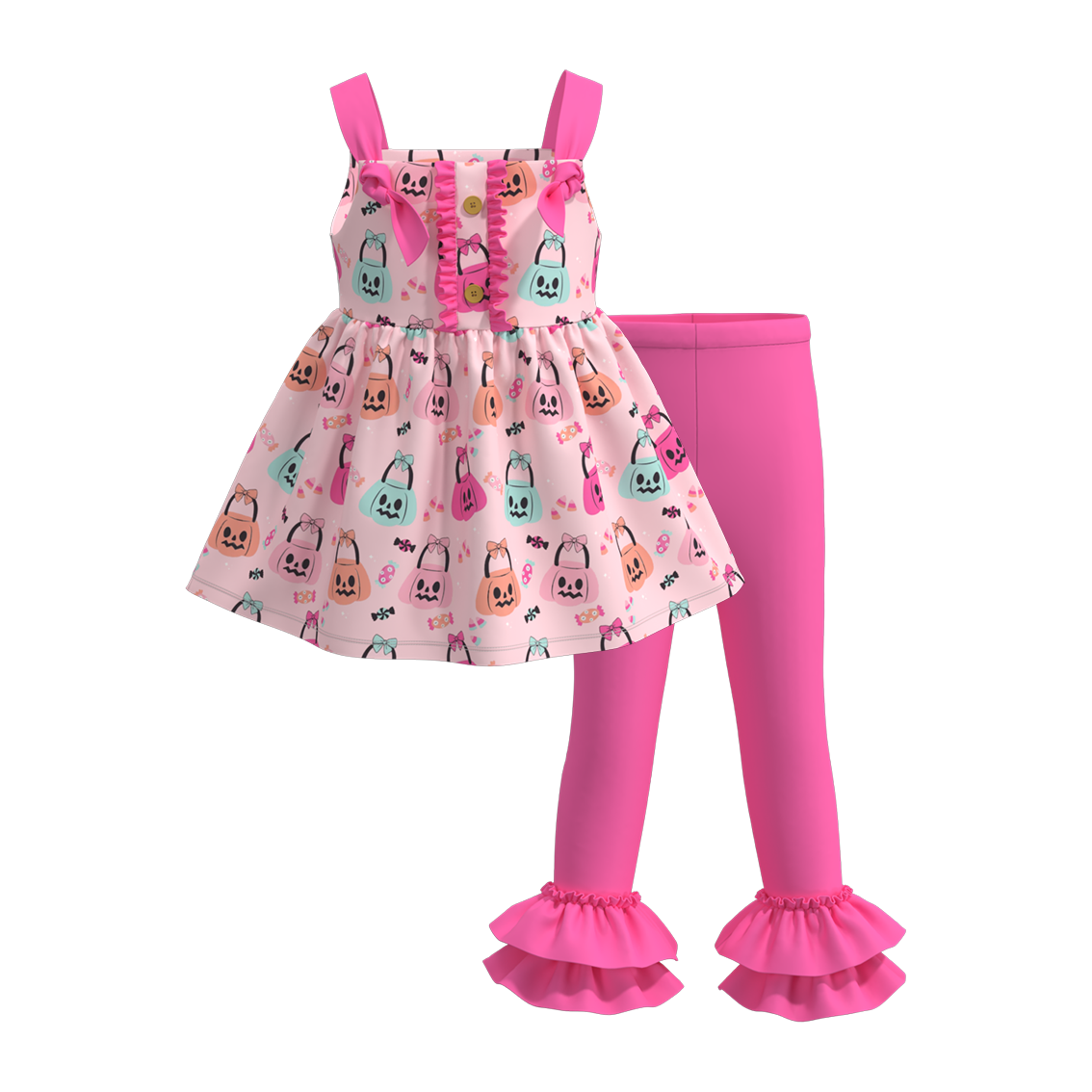 （Pre Orders）Girls Halloween Print Ruffled Pants Set