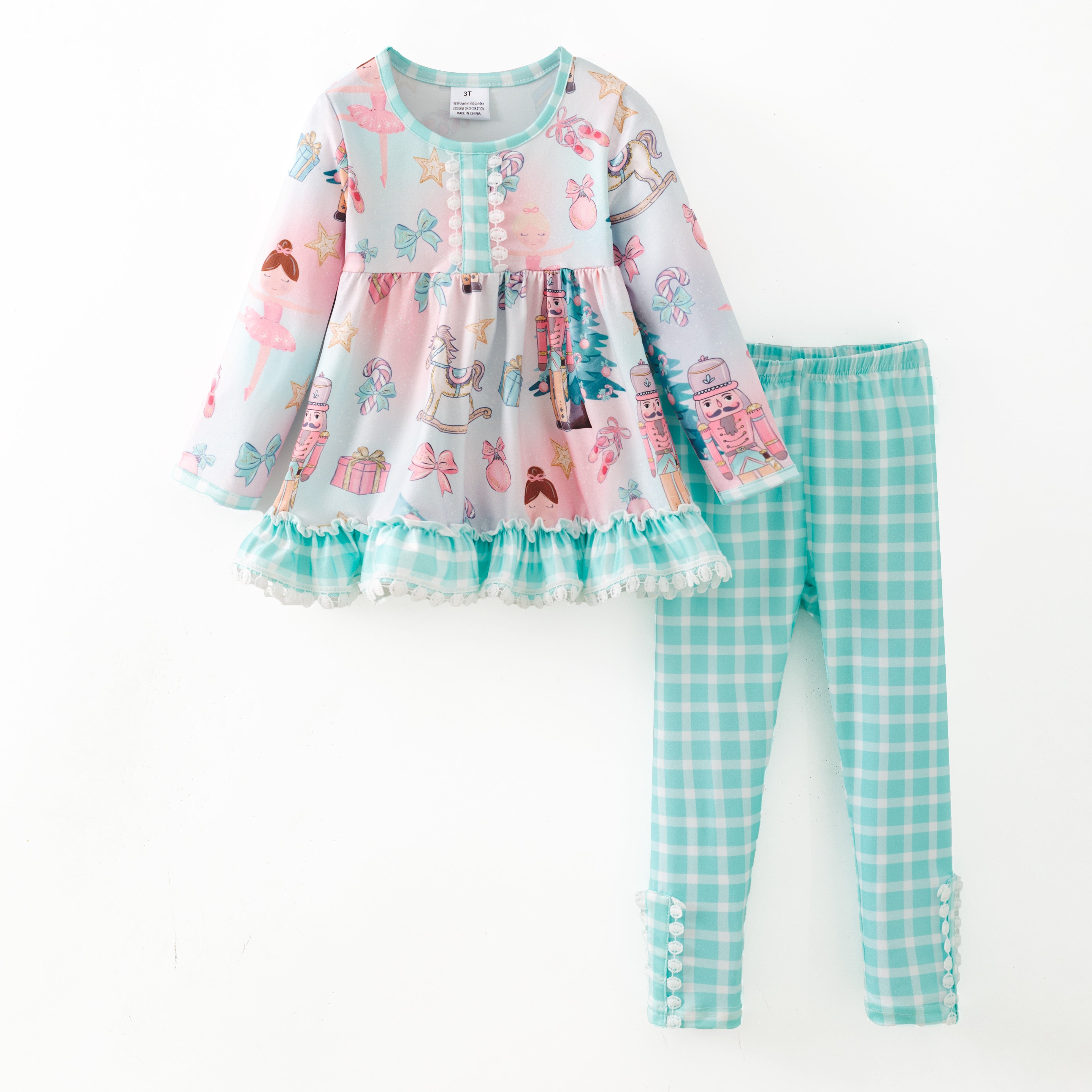 （Pre Order,Prepack Zone）Girls Christmas Cartoon Print Outfit Set（Mix Size）