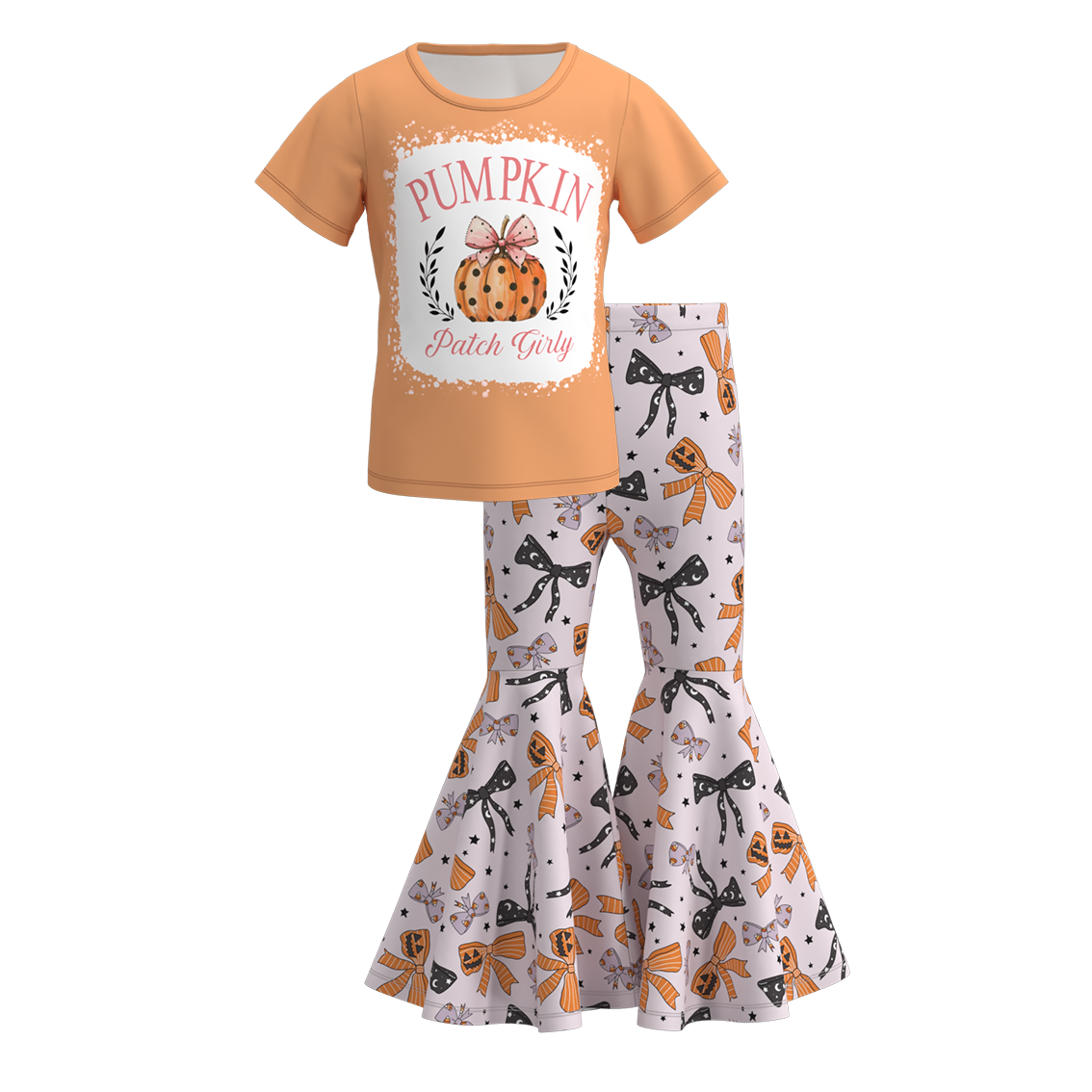 （Pre Orders）Girls Halloween Cartoon Print Outfit Set