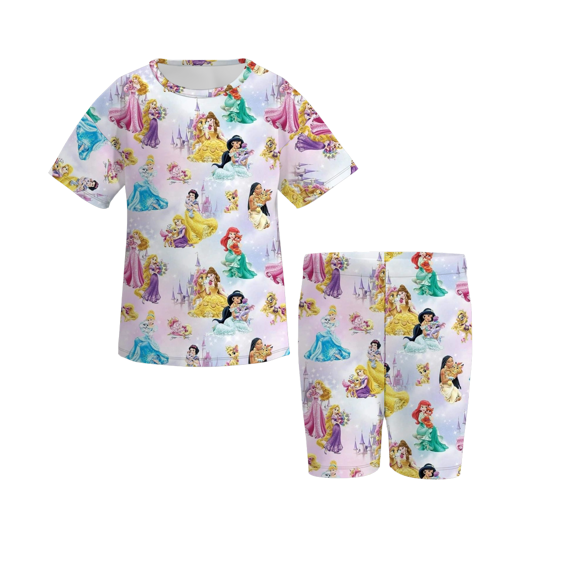 （Pre Order）Girls Cartoon Print Cycling Trouser Set
