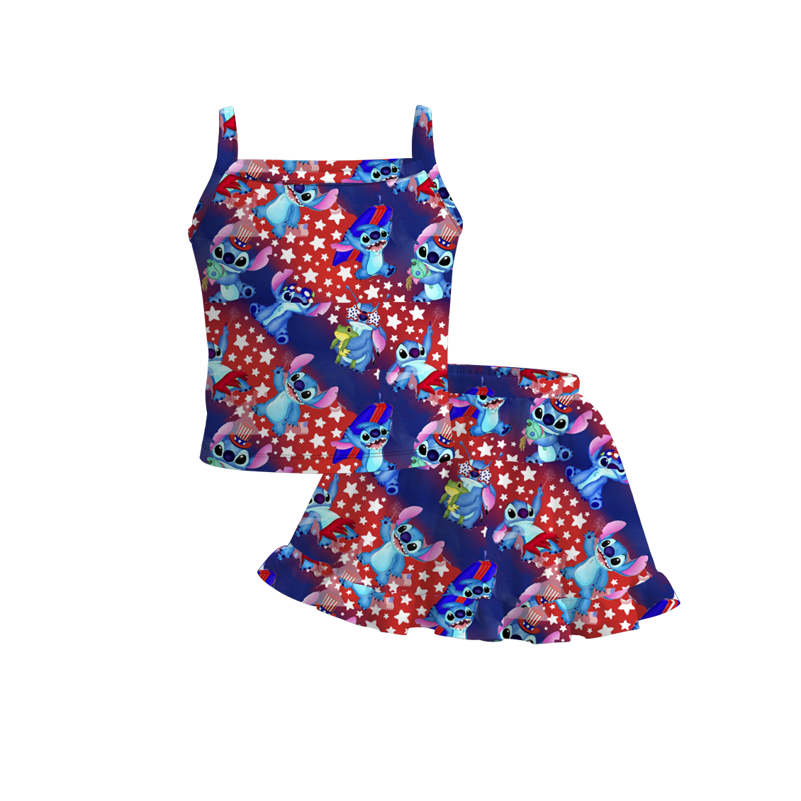 （Pre Order）Siblings Spring and Summer Cartoon Print Dress,Top and Set