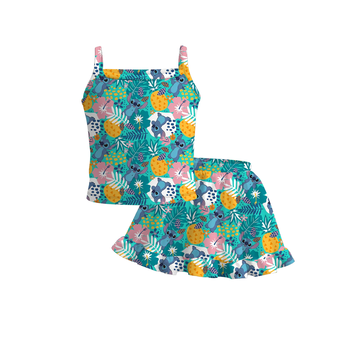 （Pre Order）Siblings Spring and Summer Cartoon Print Dress,Top and Set