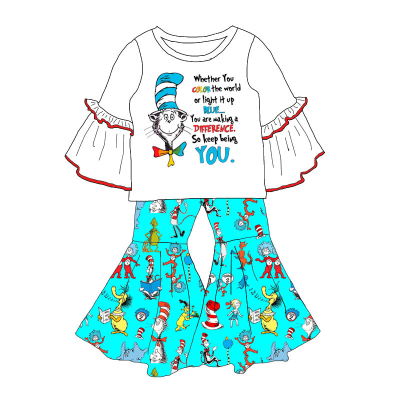 （Pre Order）Girls Spring and Summer DR SEUSS Print Outfit Set