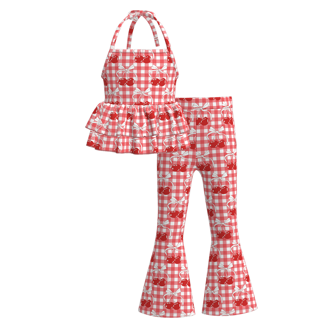 （Pre Order）Girls Spring and Summer Cherry Print Outfit Set