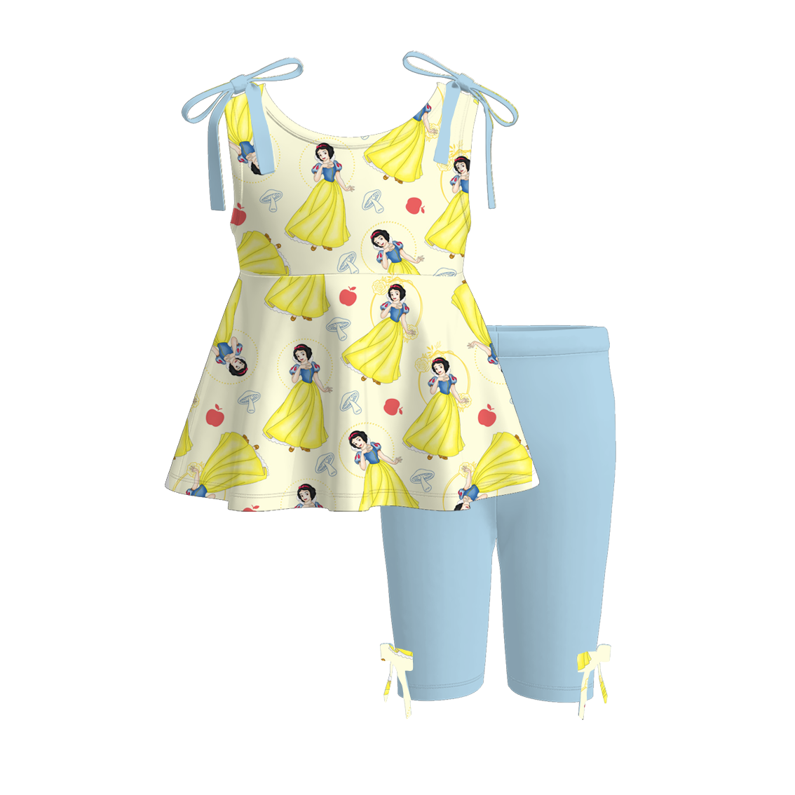 （Pre Order）Girls Spring and Summer Cartoon＆Princess Print Capris Set