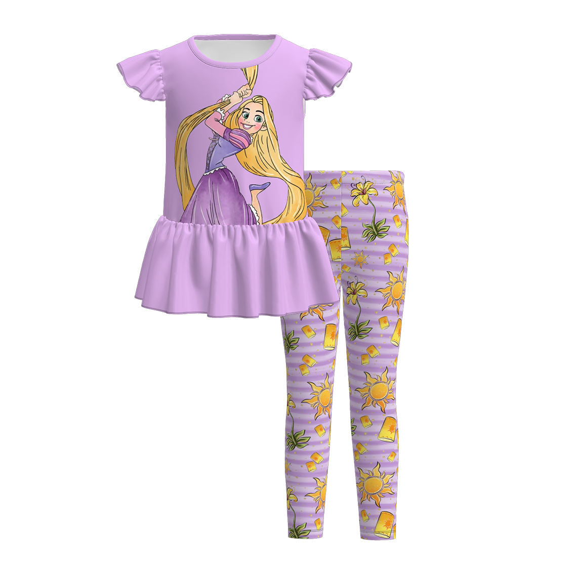 （Pre Order）Girls Spring and Summer Princess Print Outfit Set
