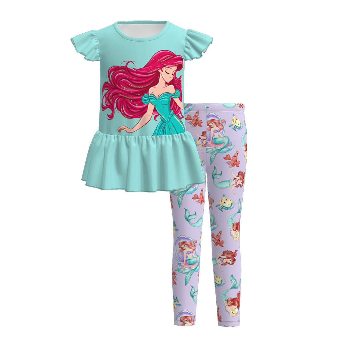 （Pre Order）Girls Spring and Summer Princess Print Outfit Set