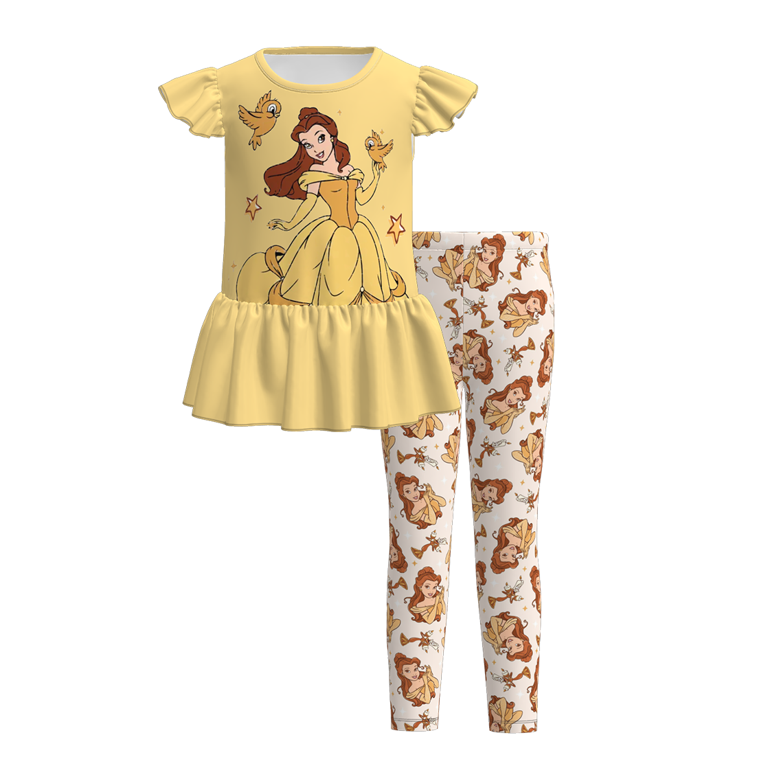 （Pre Order）Girls Spring and Summer Princess Print Outfit Set