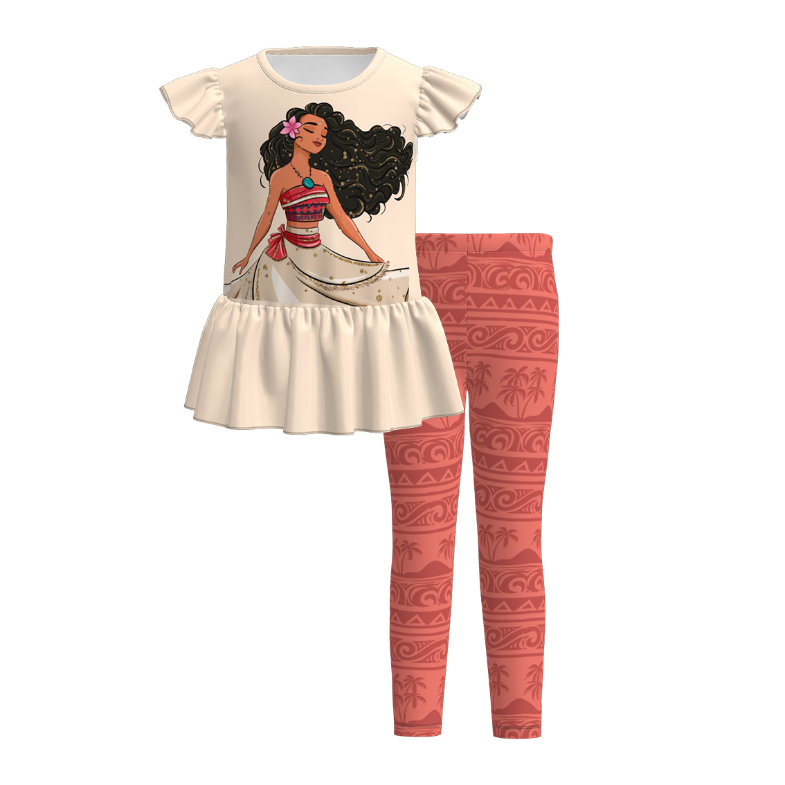 （Pre Order）Girls Spring and Summer Princess Print Outfit Set