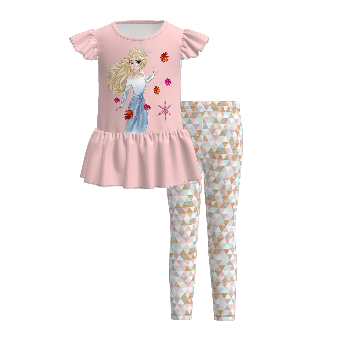 （Pre Order）Girls Spring and Summer Princess Print Outfit Set