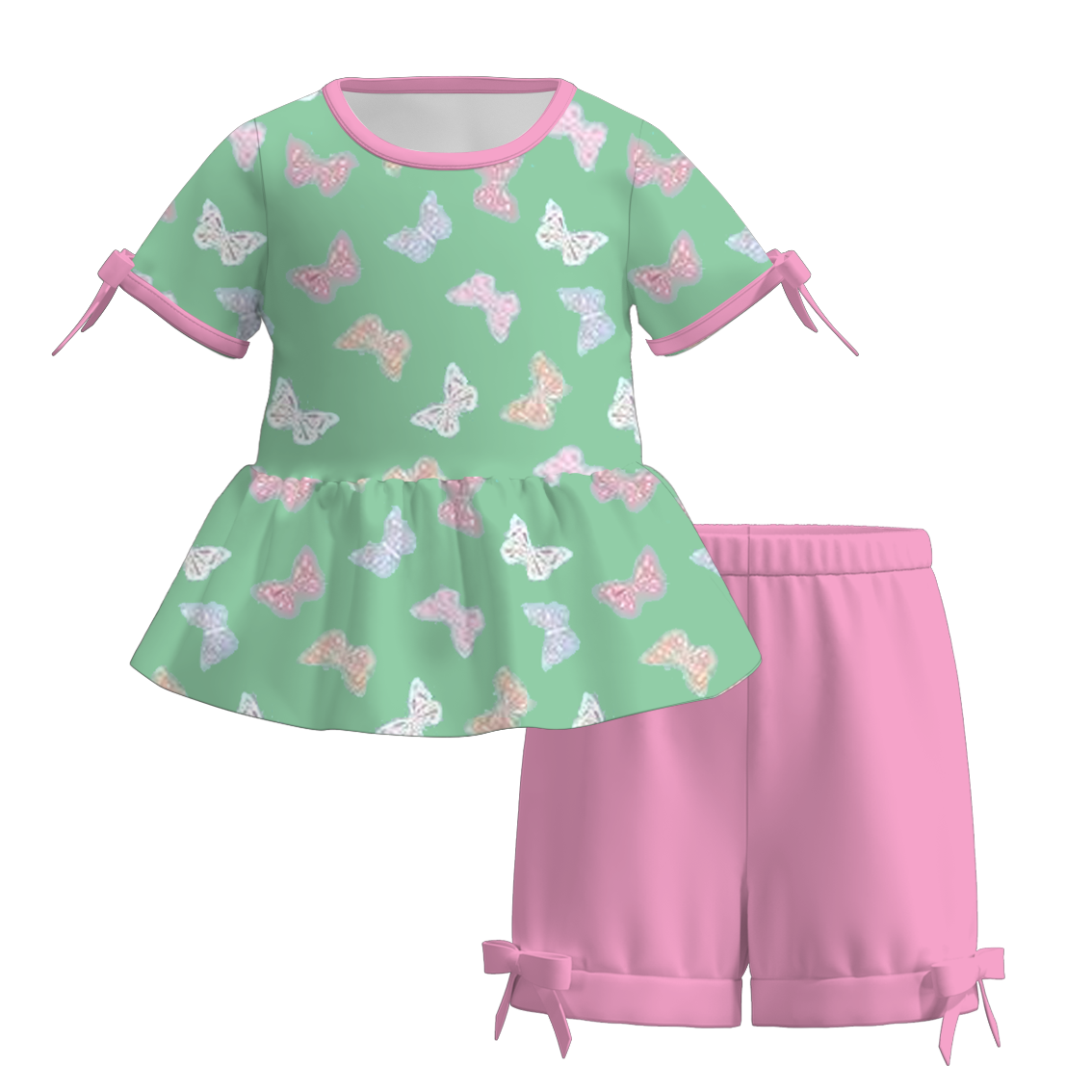 （Pre Order）Girls Spring and Summer Print Shorts Set