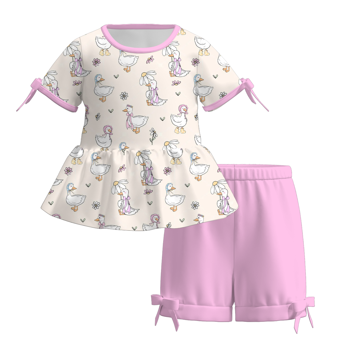 （Pre Order）Girls Spring and Summer Print Shorts Set