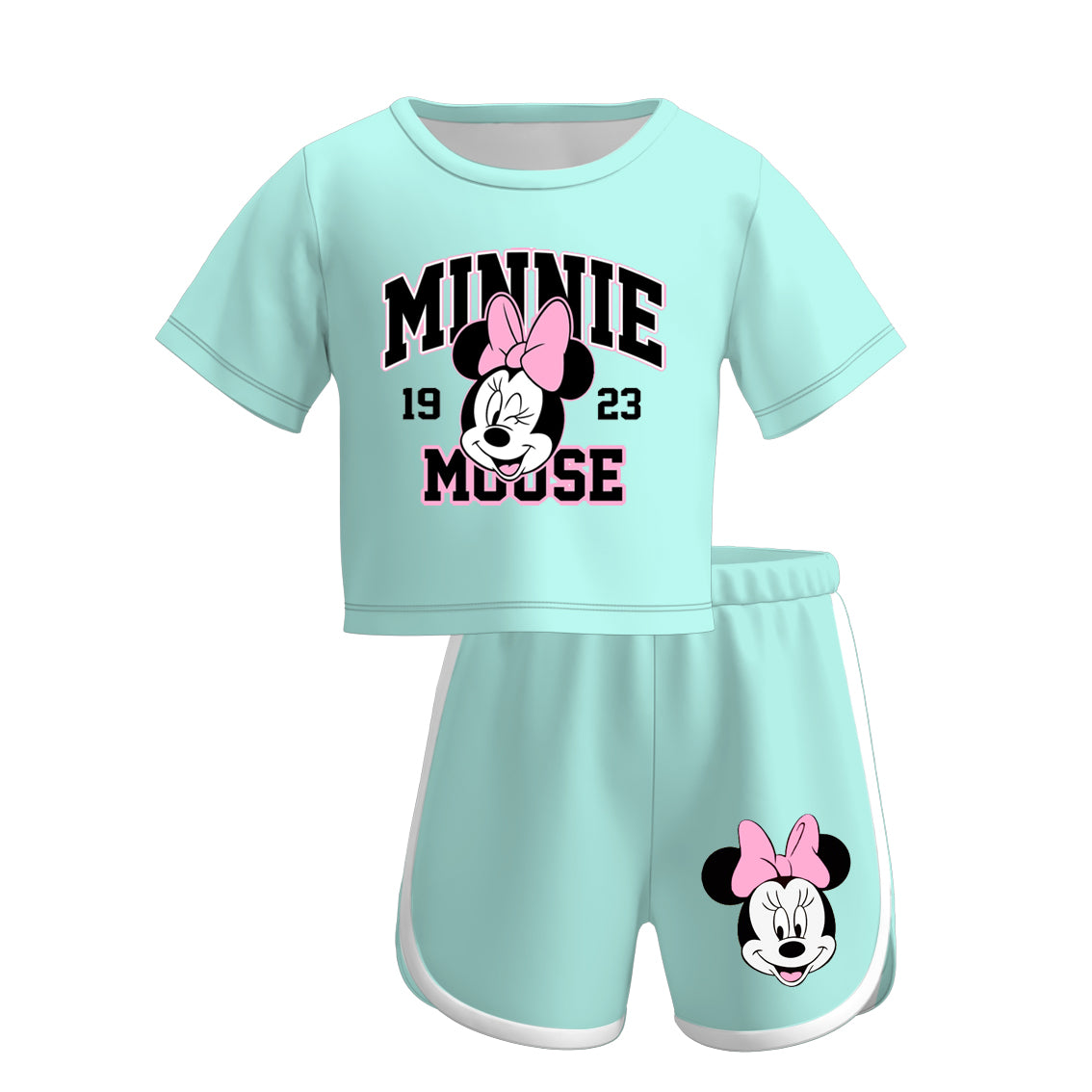 （Pre Order）Girls Spring and Summer Cartoon Print Shorts Set