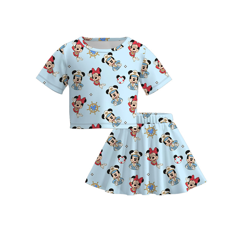 （Pre Order）Girls Spring and Summer Cartoon＆Princess Print Skirt Set