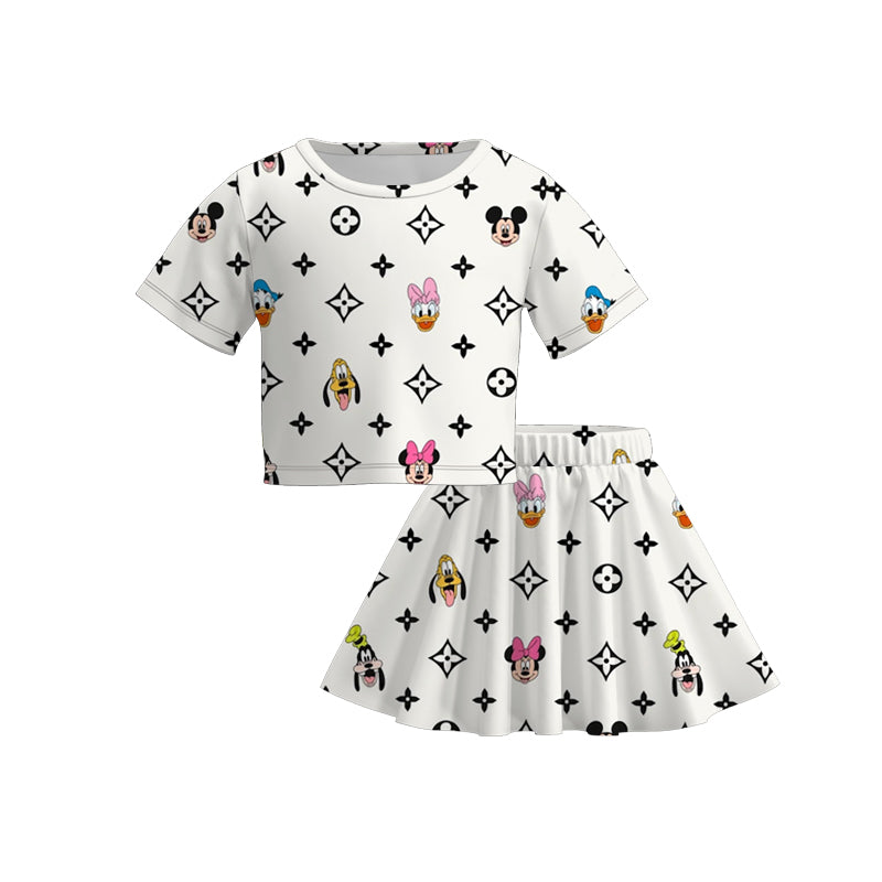 （Pre Order）Girls Spring and Summer Cartoon＆Princess Print Skirt Set