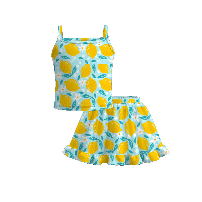（Pre Order）Girls Spring and Summer Fruit Print Skirt Set