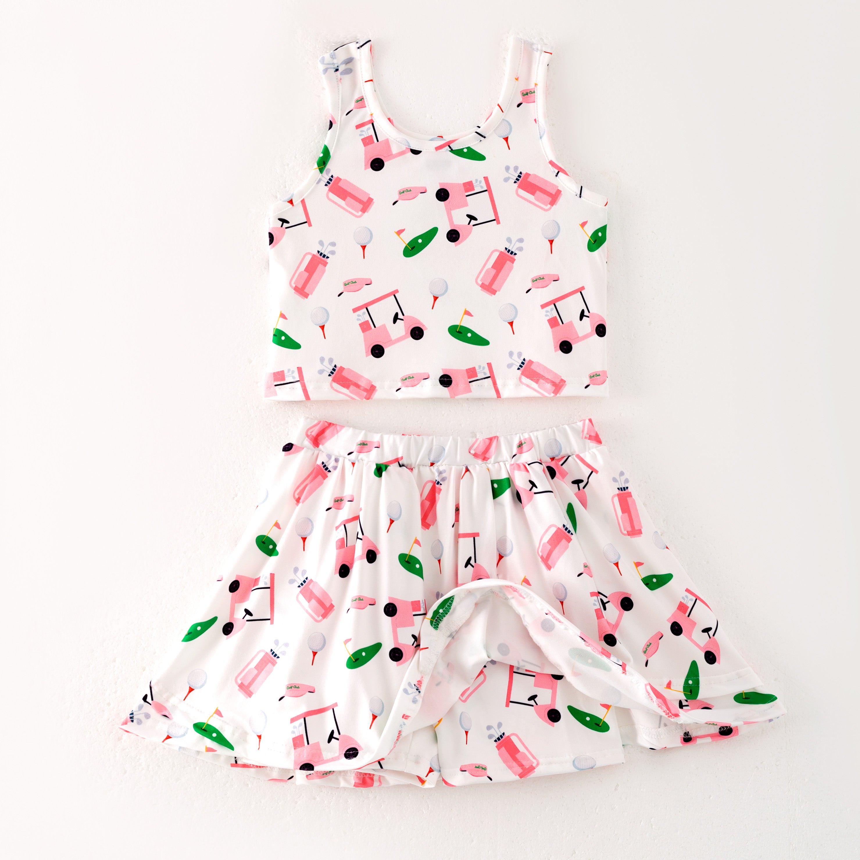 （Pre Order）Girls Spring and Summer Soft Ball＆Golf Print Skort Set