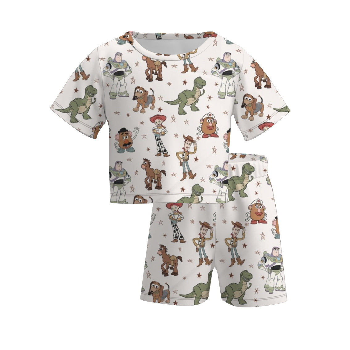 （Pre Order）Girls Spring and Summer Cartoon Print Shorts Set