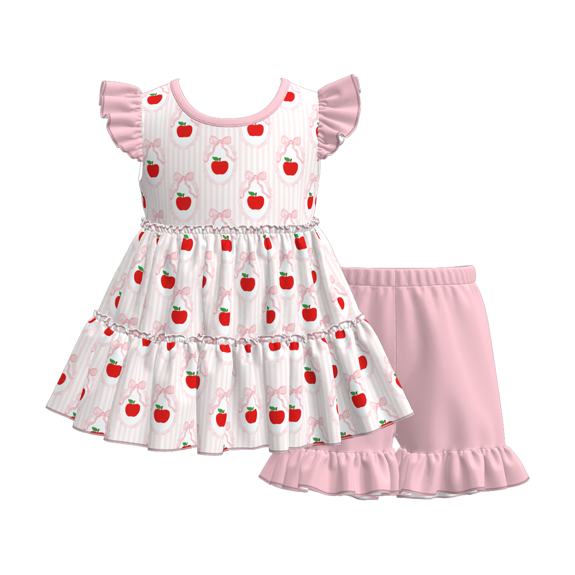 （Pre Order）Girls Summer Back To School Print Shorts Set