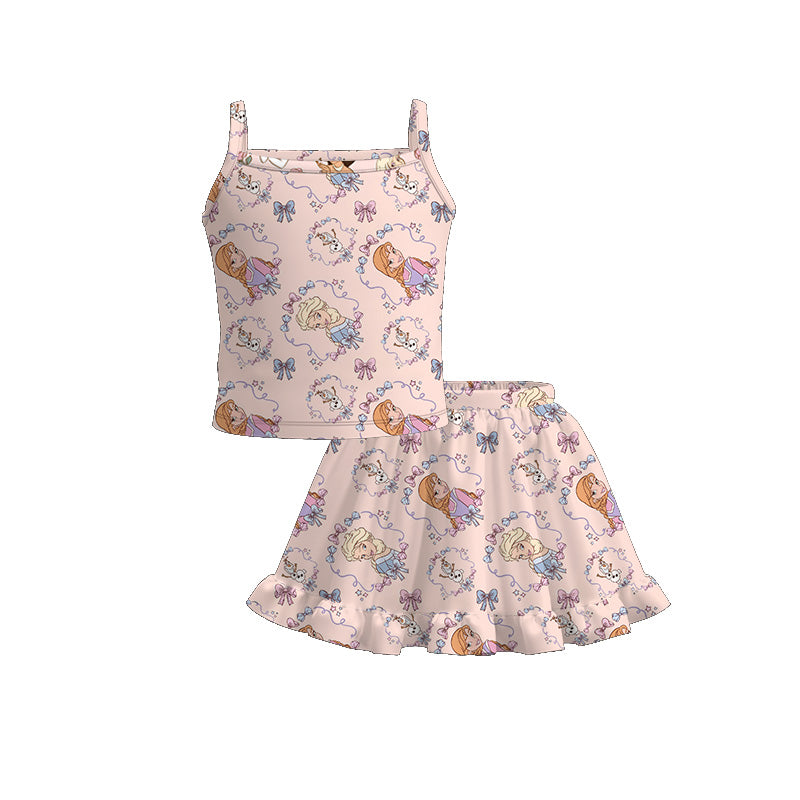 （Pre Order）Girls Spring and Summer Cartoon Print Skirt Set