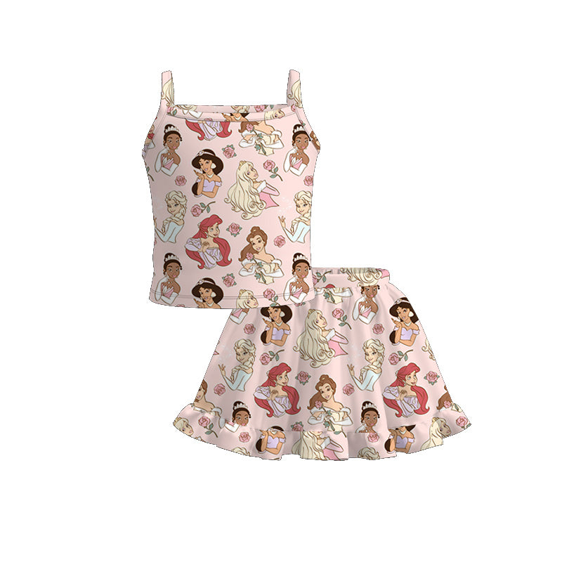 （Pre Order）Girls Spring and Summer Cartoon Print Skirt Set