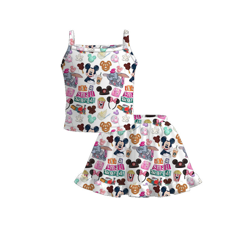 （Pre Order）Girls Spring and Summer Cartoon Print Skirt Set