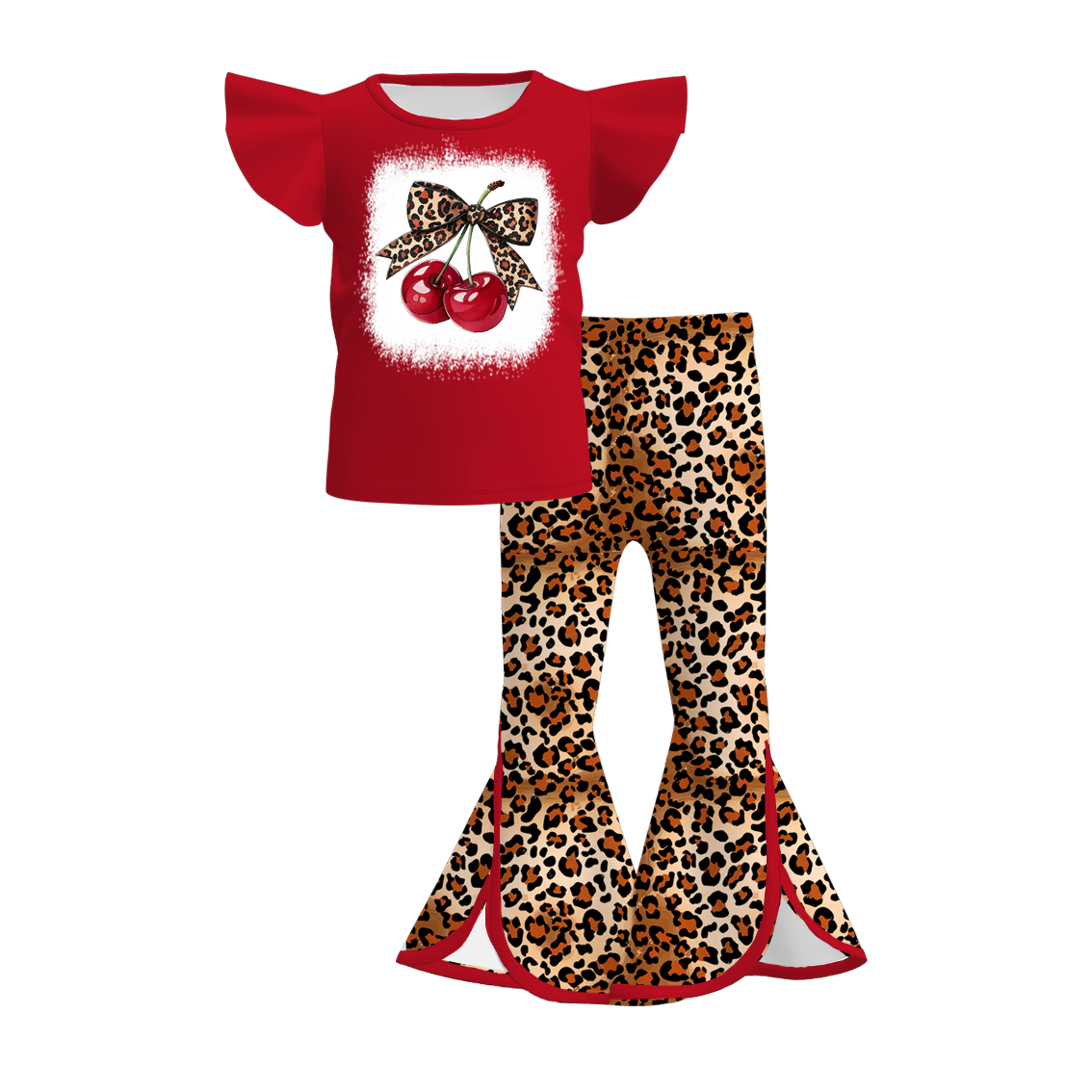 （Pre Order）Girls Spring and Summer Cherry Print Outfit Set