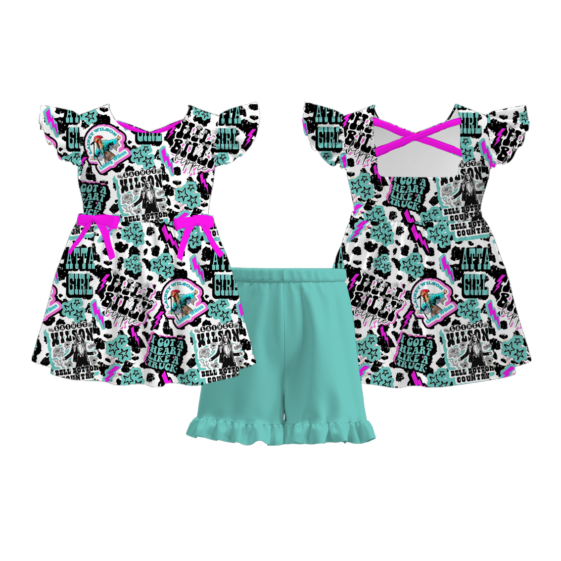 （Pre Order）Girls Spring and Summer Character Print Shorts Set
