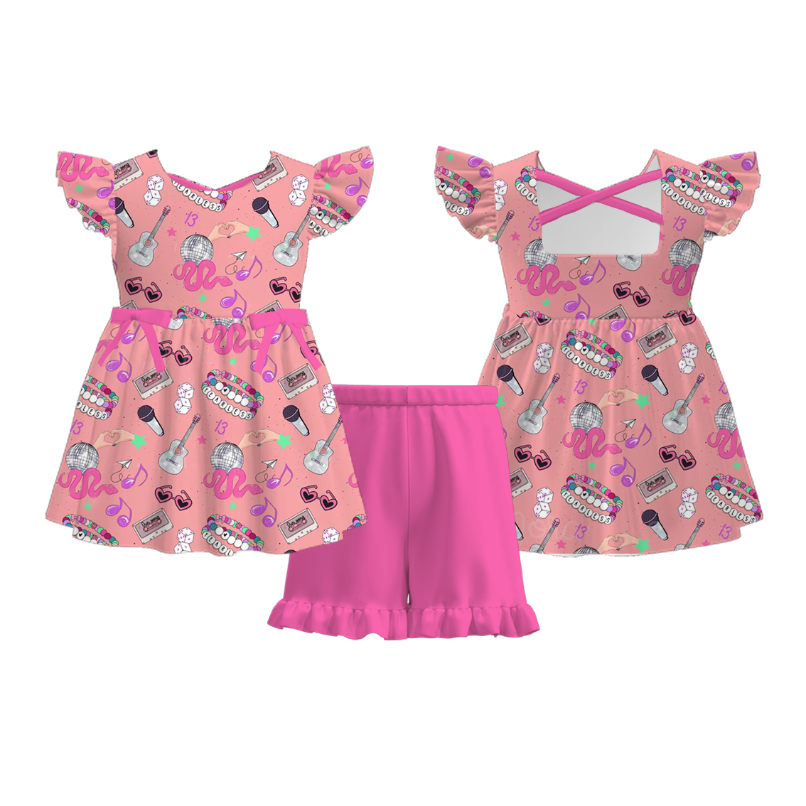 （Pre Order）Girls Spring and Summer Character Print Shorts Set