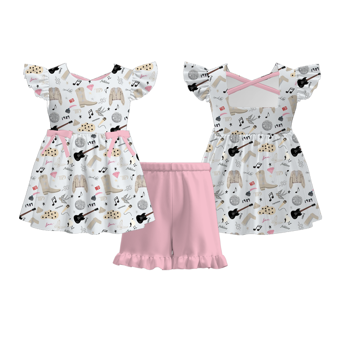 （Pre Order）Girls Spring and Summer Character Print Shorts Set