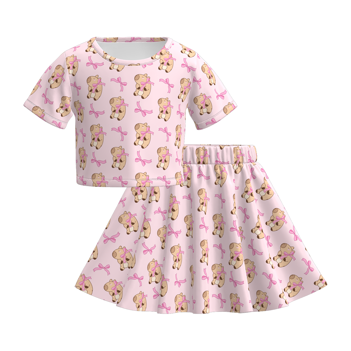 （Pre Order）Girls Spring and Summer Animal Print Skirt Set