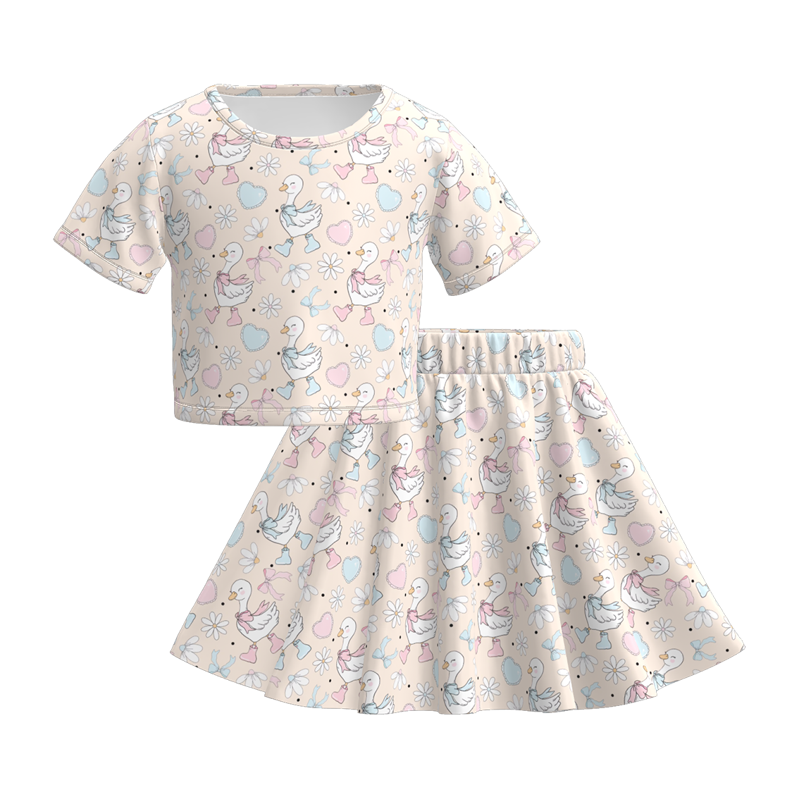 （Pre Order）Girls Spring and Summer Animal Print Skirt Set