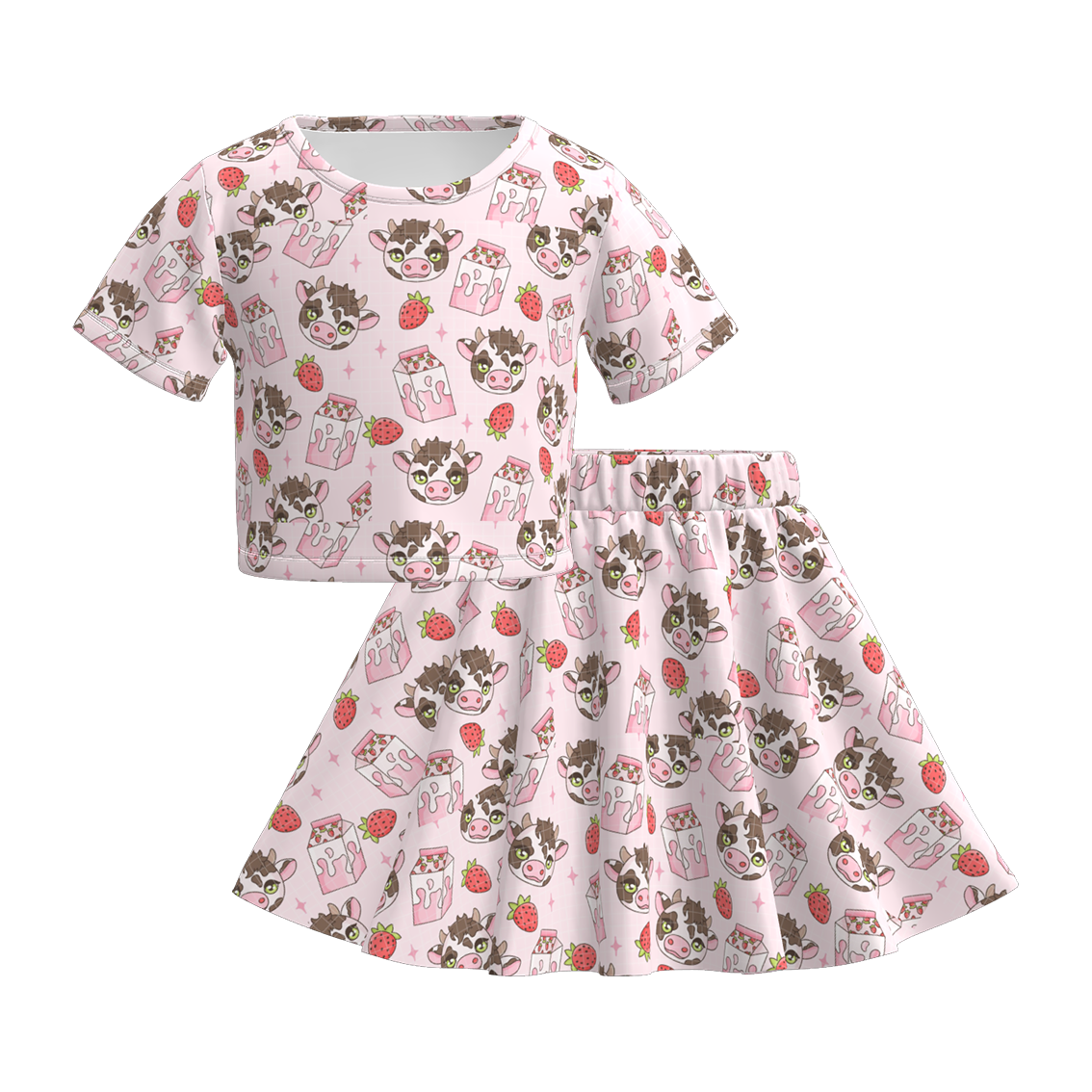 （Pre Order）Girls Spring and Summer Animal Print Skirt Set