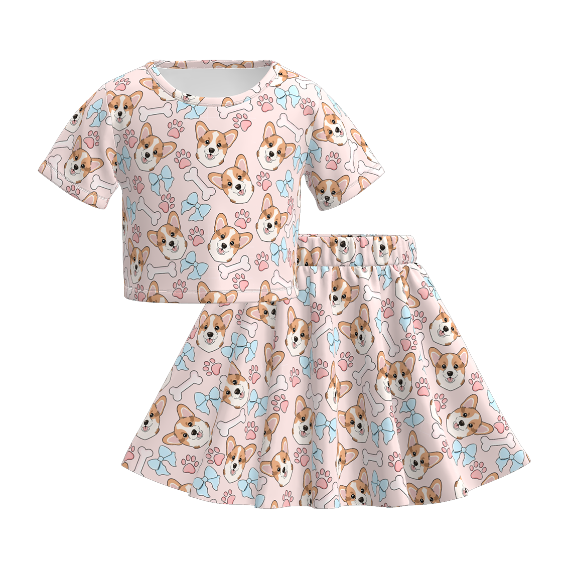 （Pre Order）Girls Spring and Summer Animal Print Skirt Set