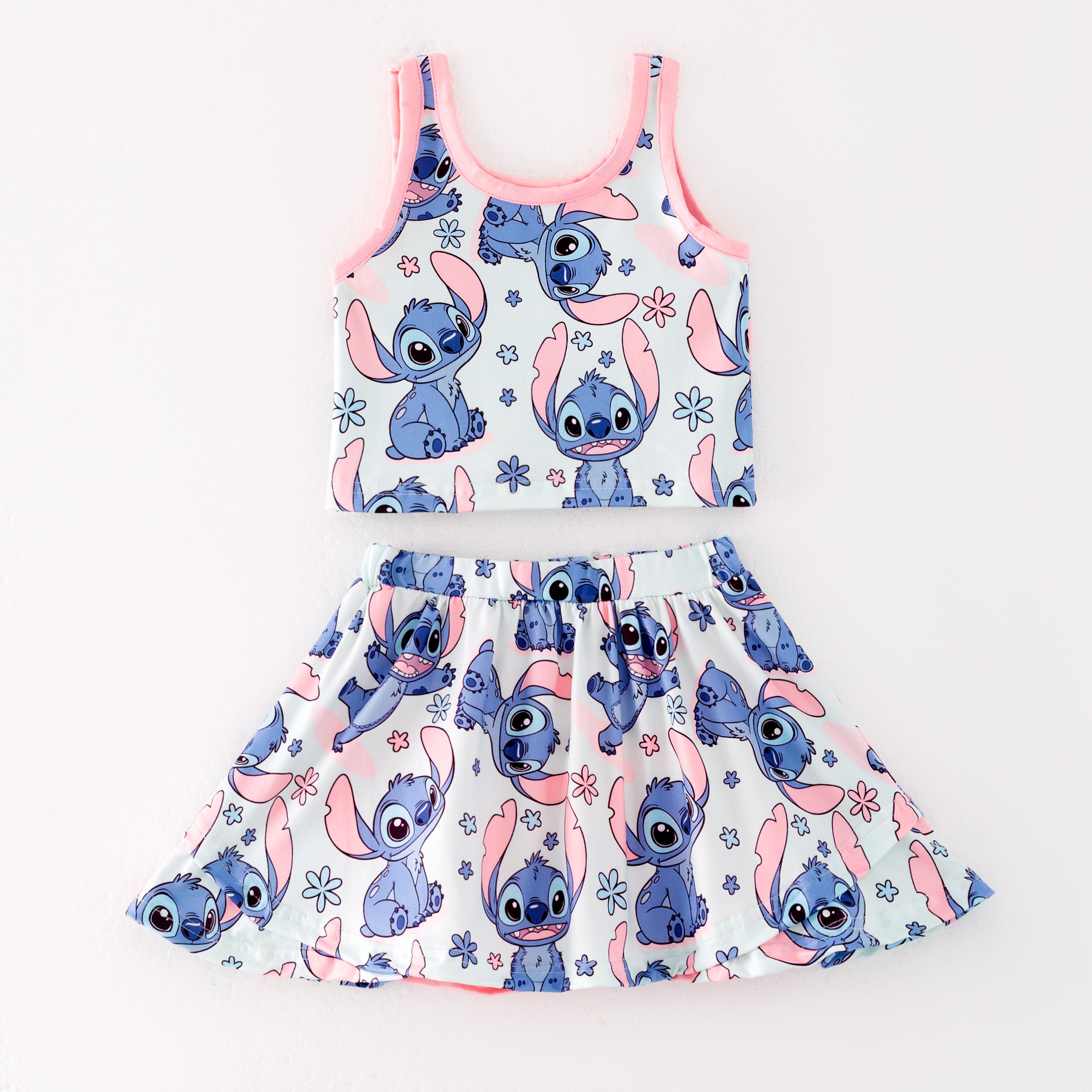 （Pre Order）Girls Spring and Summer Cartoon Print Skort Set