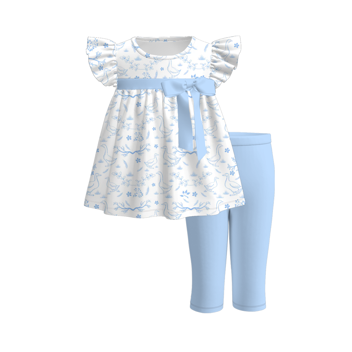 （Pre Order）Girls Spring and Summer Print Capris Set