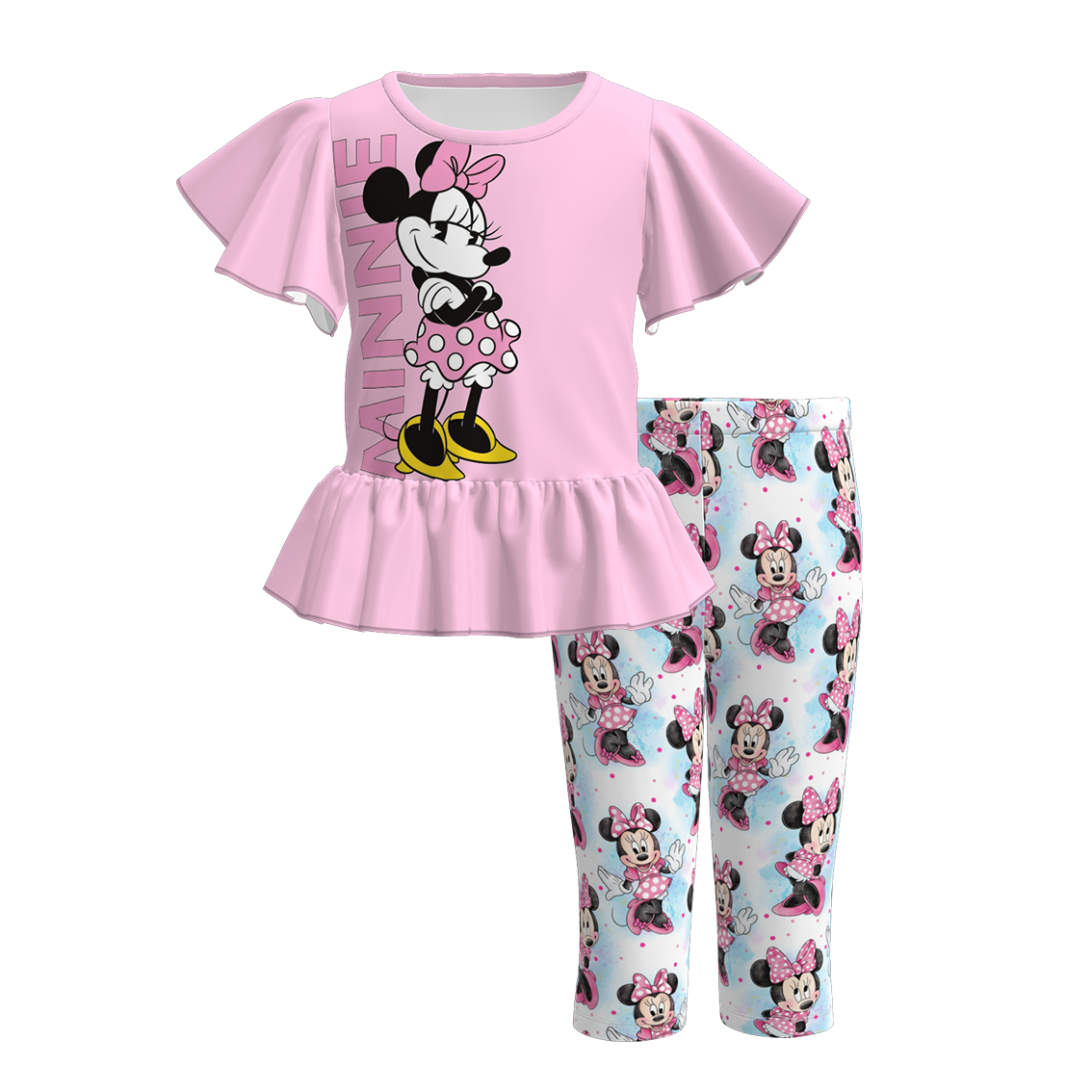 （Pre Order）Girls Spring and Summer Cartoon Print Outfit Set