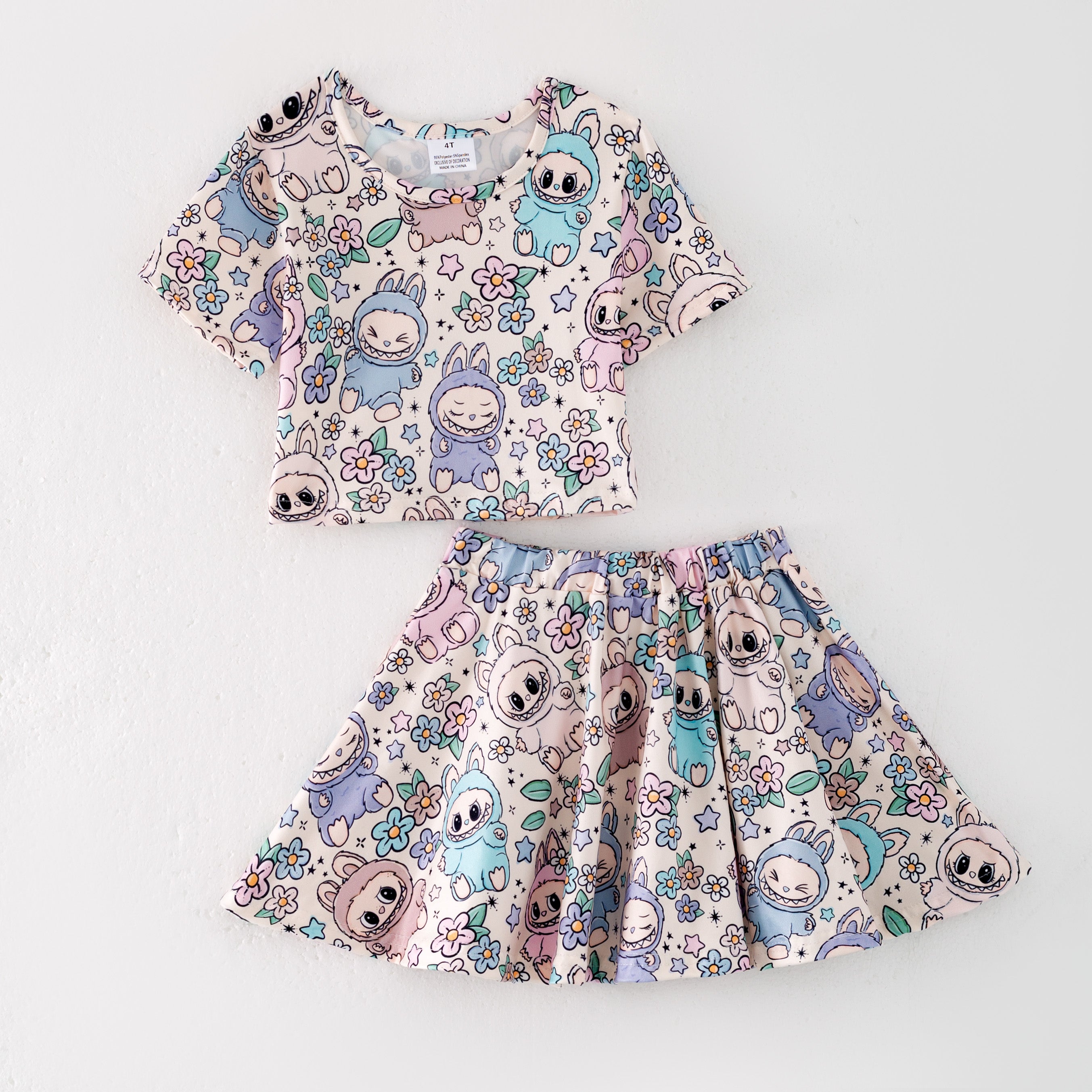 （Pre Order）Girls Spring and Summer Cartoon Print Dress,Set,Jumpsuit＆Top