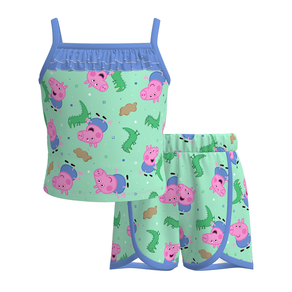 （Pre Order）Girls Spring and Summer Cartoon Print Shorts Set