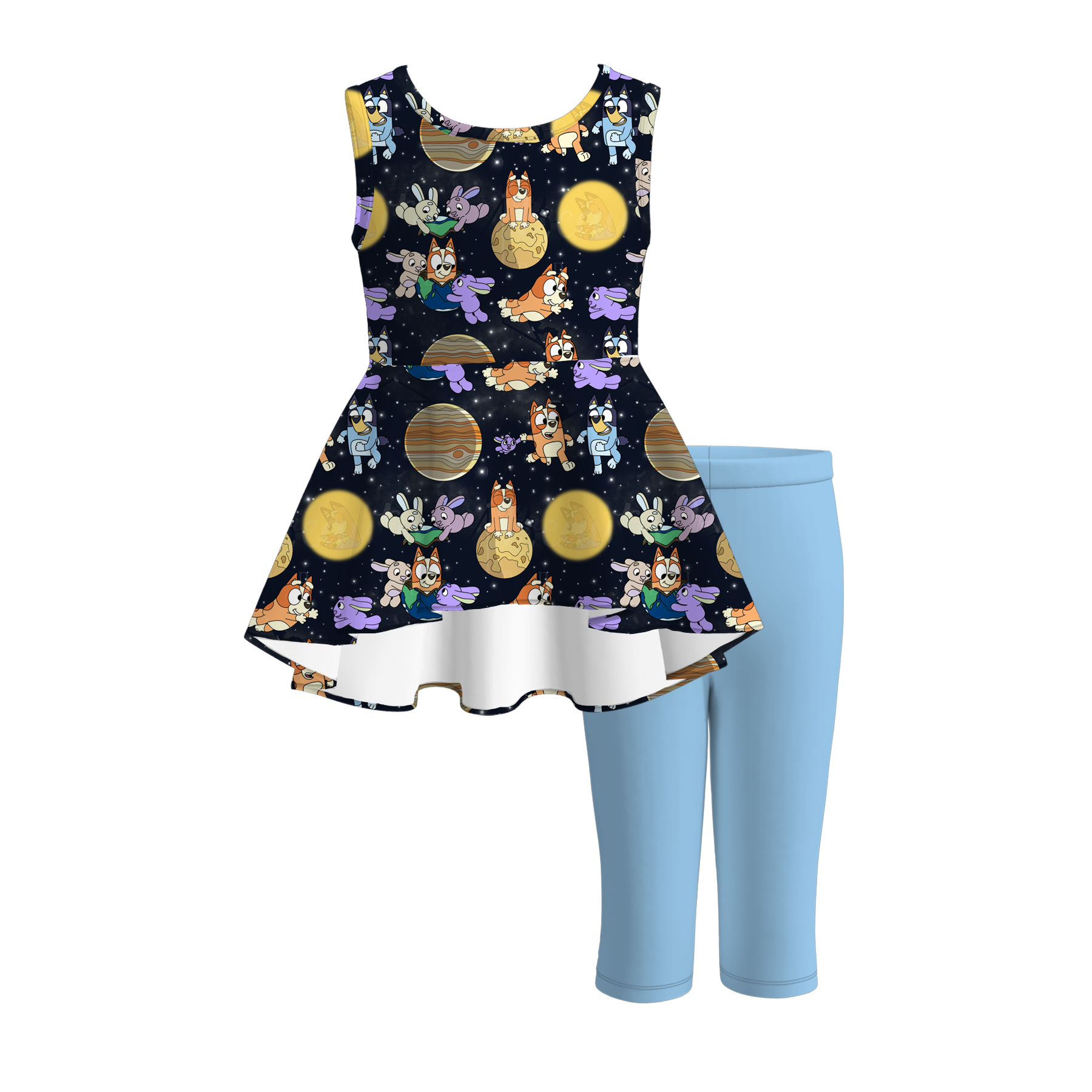 （Pre Order）Sibling Spring and Summer Cartoon Print Dress,Romper and Set