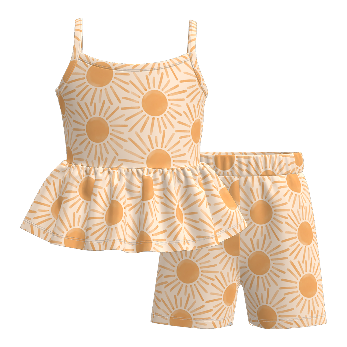 （Pre Order）Girls Spring and Summer Print Shorts Set