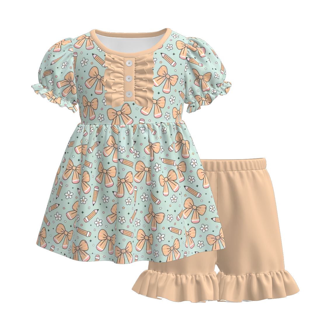 （Pre Order）Sister Summer Back To School Print Dress,Romper＆Set