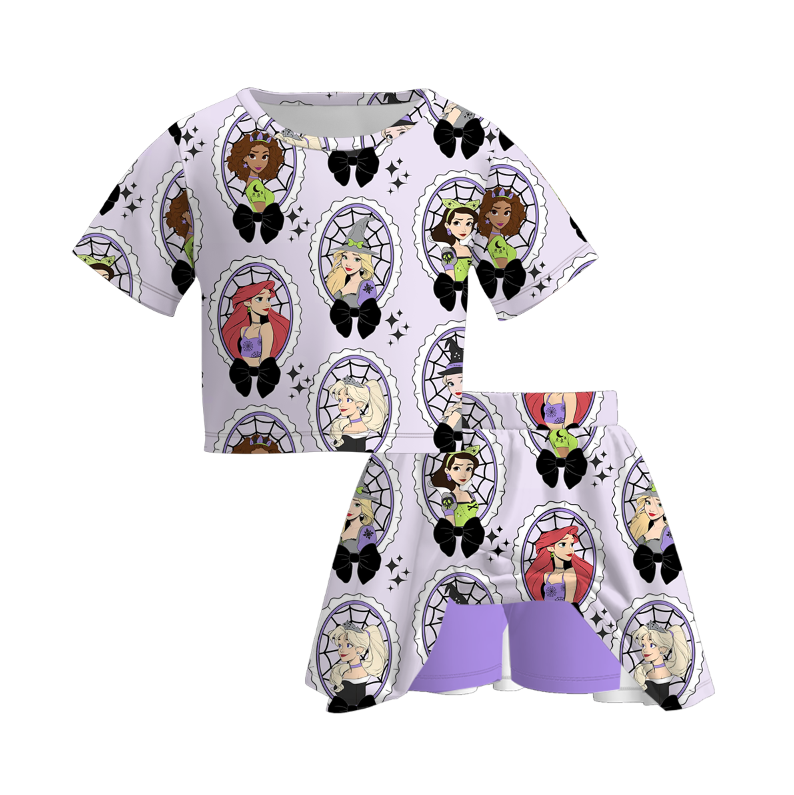 （Pre Order）Girls Halloween Cartoon Print Skort Set