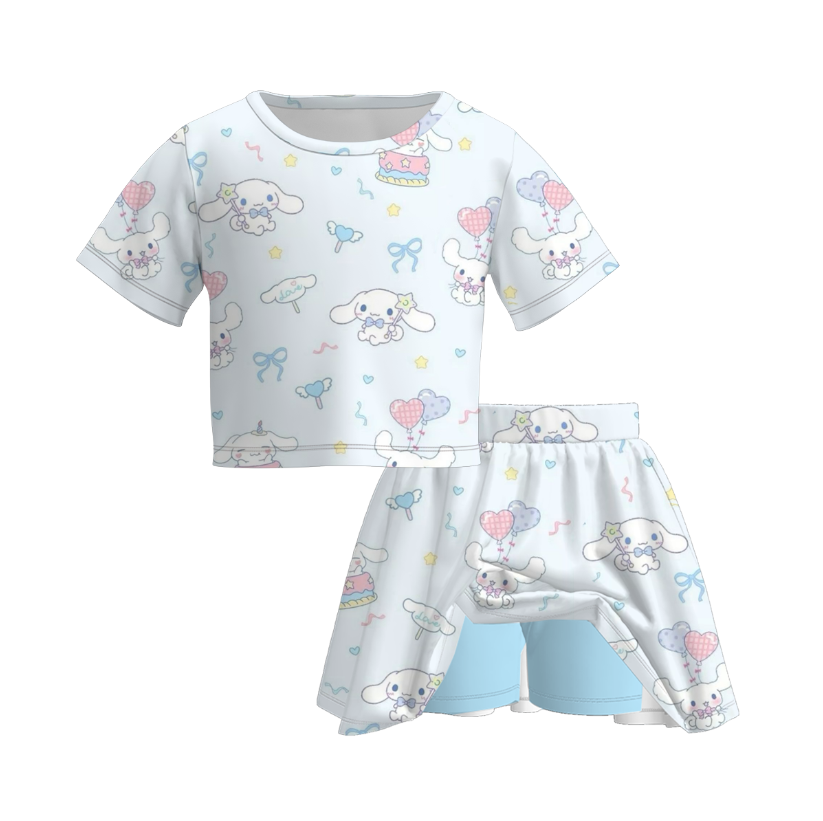 （Pre Order）Girls Spring and Summer Print Skort Set
