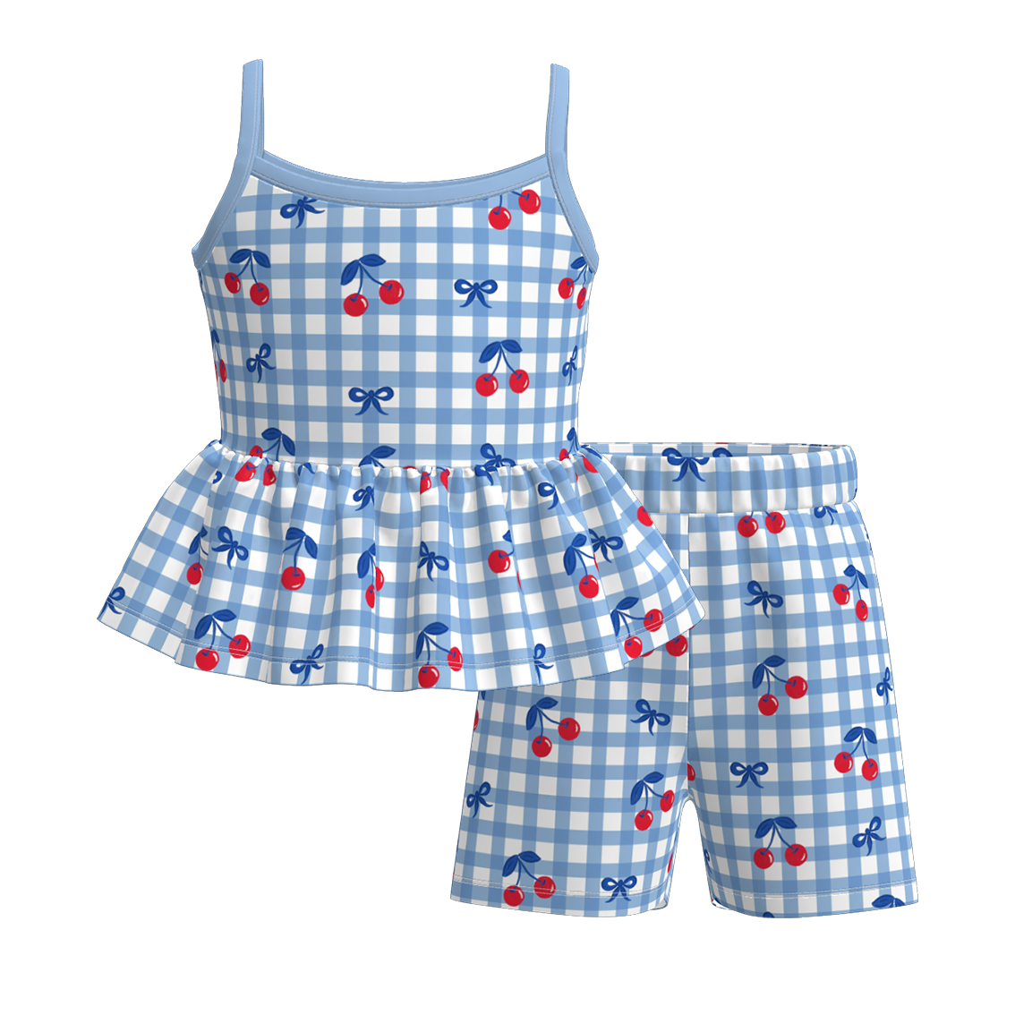 （Pre Order）Girls Spring and Summer Print Shorts Set